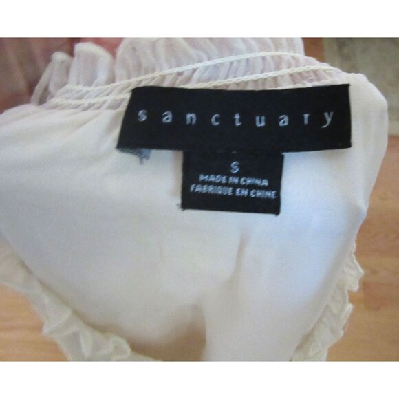 Sanctuary Grunge Girl Off White Smocked Blouse Size S - Picture 6 of 7